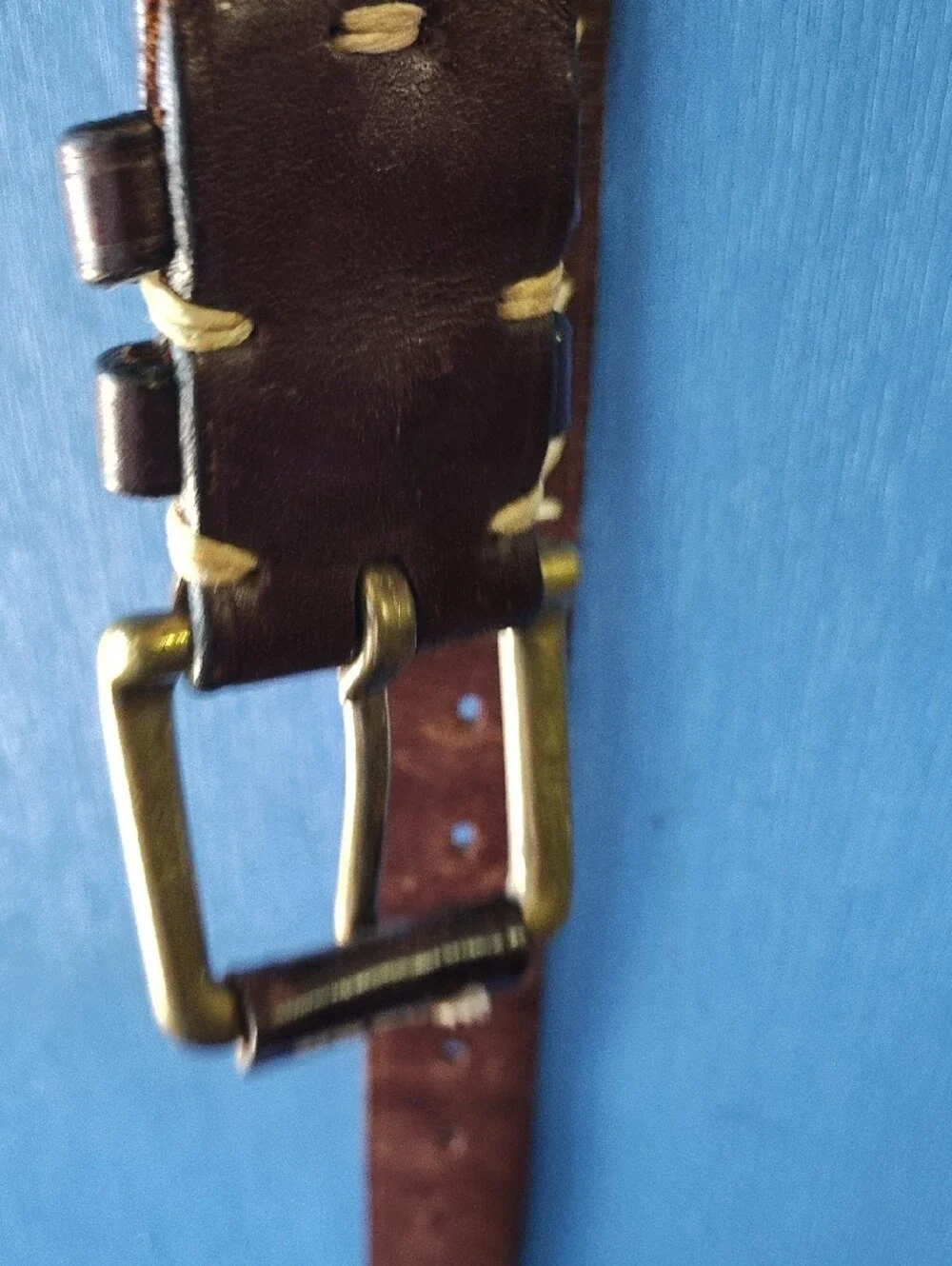 Brown Braided Leather Mens Belt with Brass Buckle